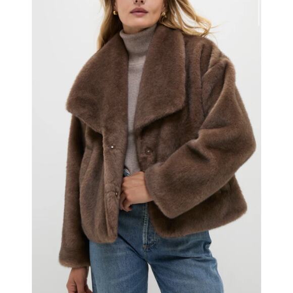 Tucknuck Jackets & Blazers - NWT Tuckernuck HYACINTH HOUSE Brown Faux Fur Haddon Jacket XXL